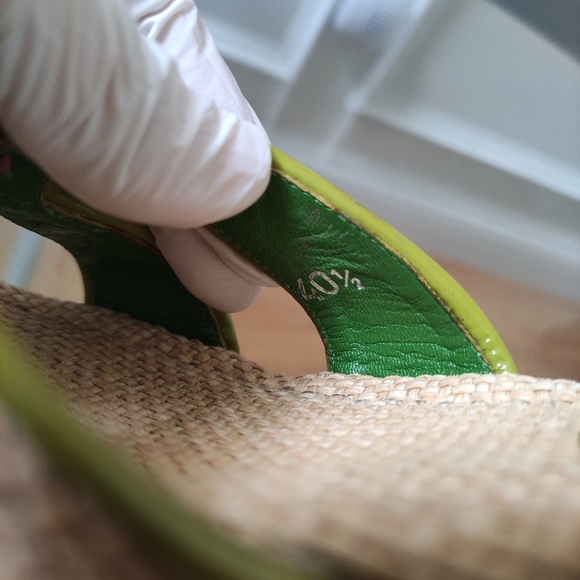 Vintage Prada Straw Bamboo Slide Heeled Sandals 40.5 run small Fit 8.5 - Picture 12 of 12